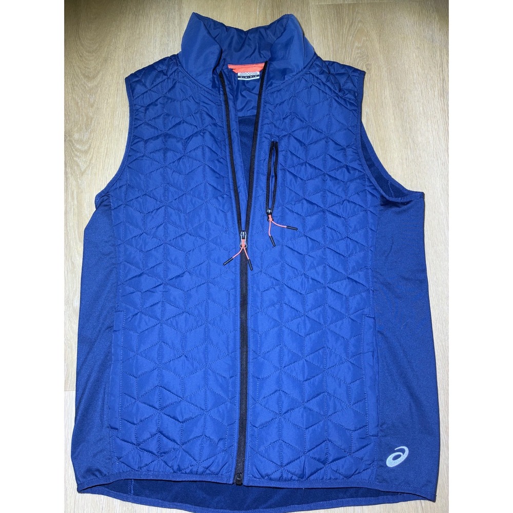 Asics Mens Blue Quilted Hybrid Running Vest Full Zip ASTMVT2959 Size M